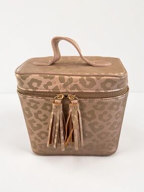 Used Hollis Mini Lux Collection Train Makeup Case Travel Bag Leopard Print